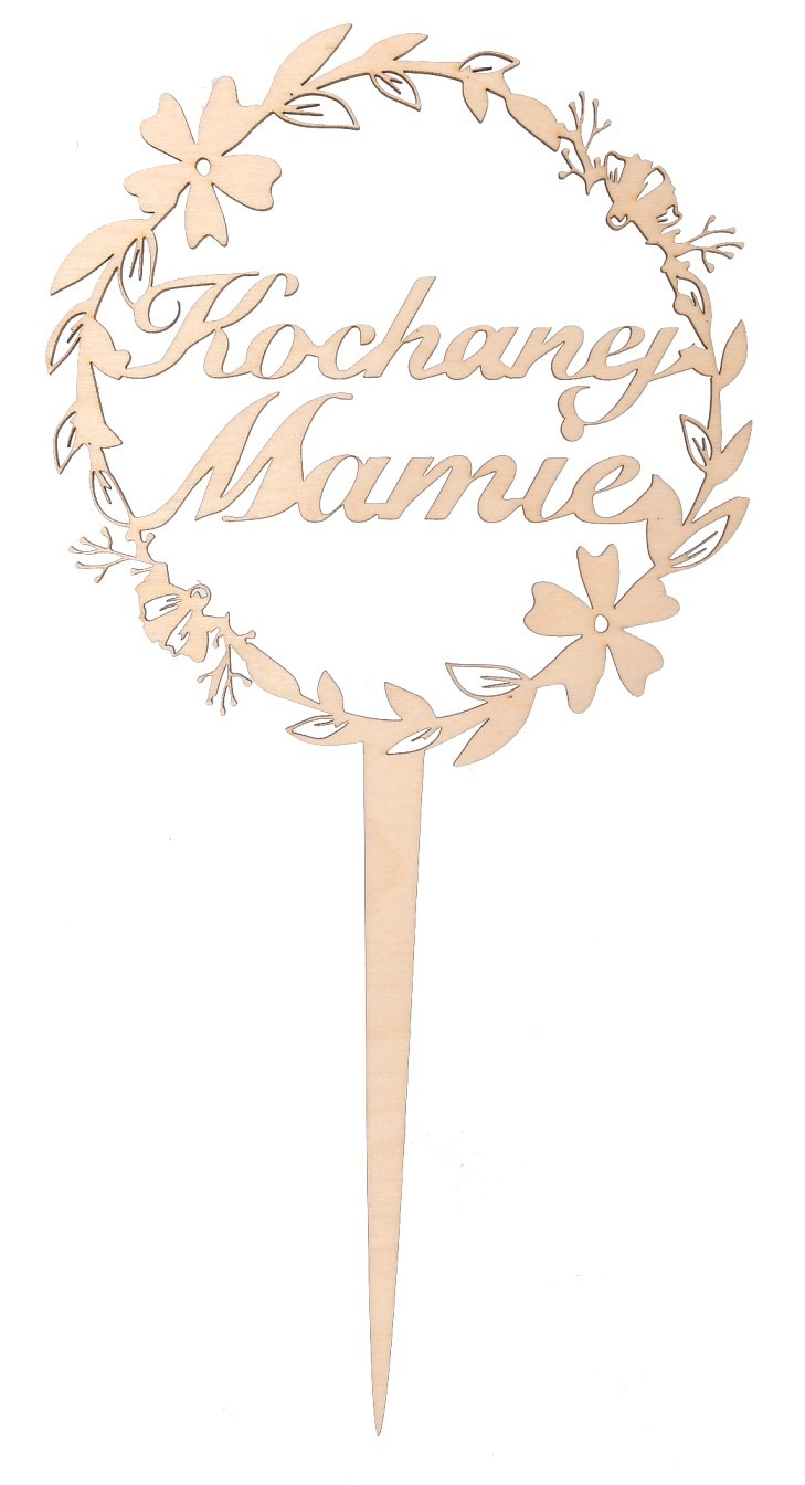 Drewniany topper z napisem Kochanej Mamie
