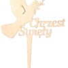 Drewniany topper z napisem Chrzest Święty