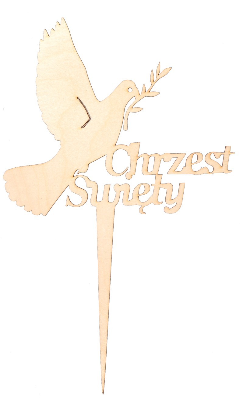 Drewniany topper z napisem Chrzest Święty