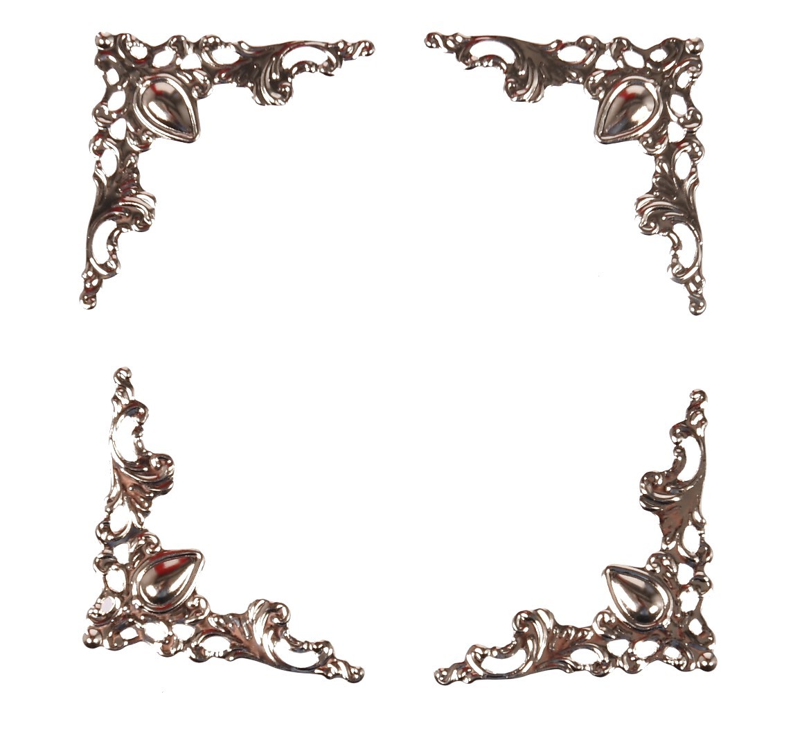 Srebrne metalowe narożniki dekor do decoupage