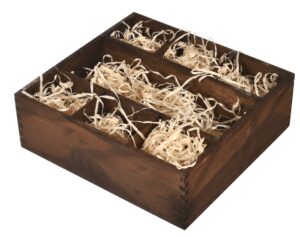 Pudełko skrzynka na karafkę i 6 szklanek brąz