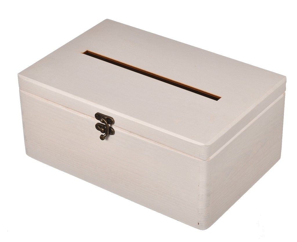 Drewniane pudełko na koperty białe