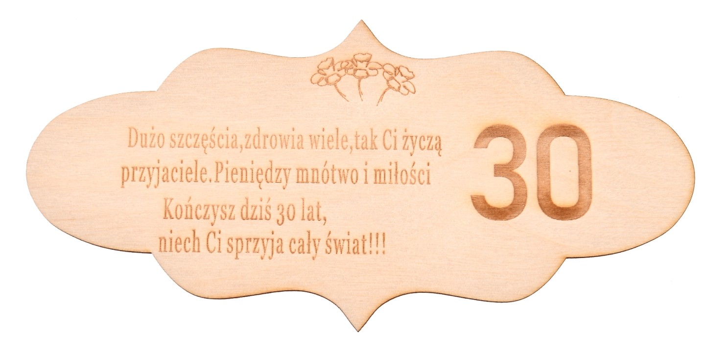 Drewniany dekor urodzinowy z grawerem