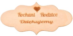 Drewniany dekor na podziękowania dla rodziców