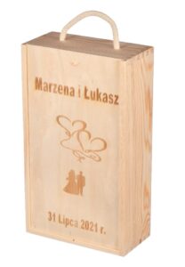 Pudełko z przegródką na 2 wina z grawerem ślub wesele