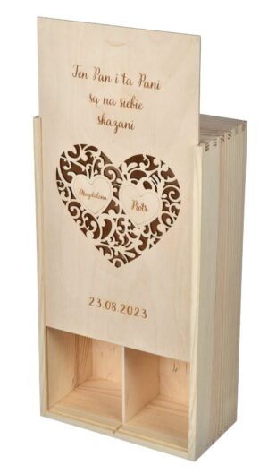 Pudełko z przegródką na 2 wina z grawerem ślub wesele