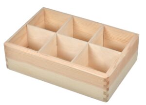 Drewniana skrzynka z 6 przegrodami
