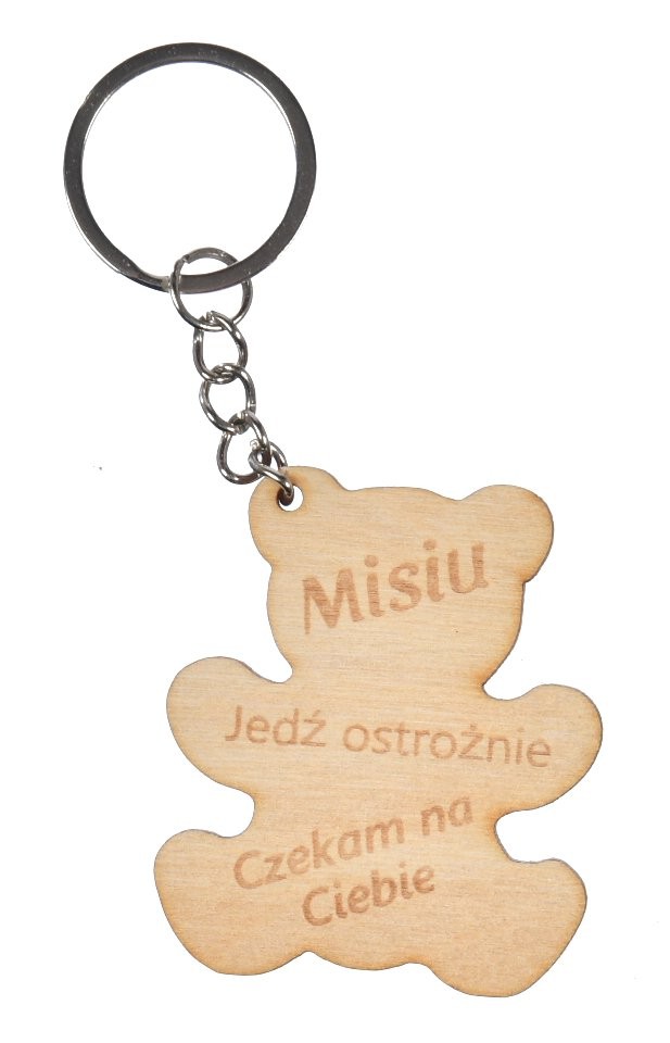 Brelok drewniany miś z grawerem