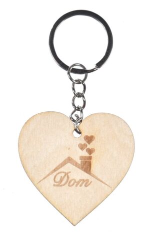 Brelok drewniany do kluczy z grawerem "Dom"