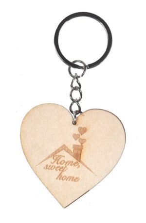 Brelok drewniany do kluczy z grawerem "Home sweet home"