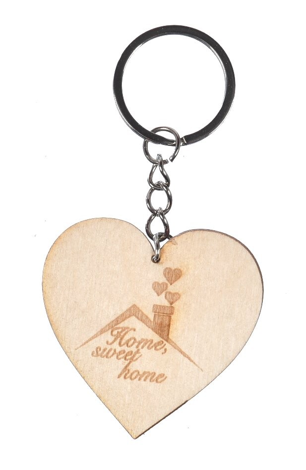 Brelok drewniany do kluczy z grawerem "Home sweet home"