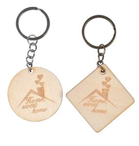 Brelok drewniany do kluczy z grawerem "Home sweet home"