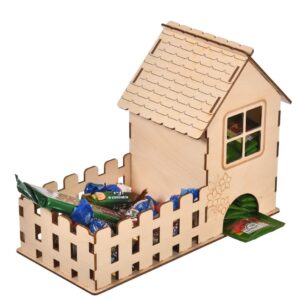 Drewniany domek na herbatę i słodycze