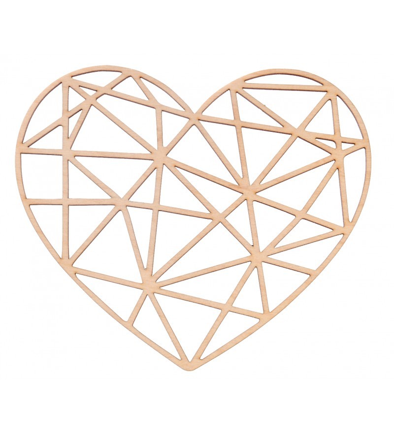 Geometryczne serce drewniane 26x29