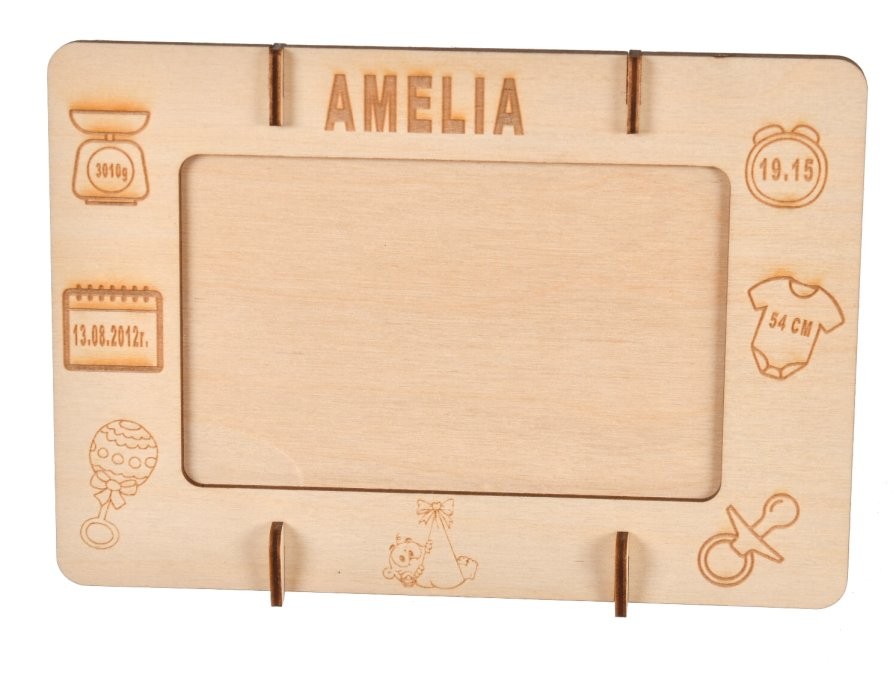 Drewniana ramka na zdjęcie metryczka