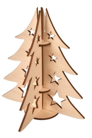 Drewniana choinka na stojaku dekor