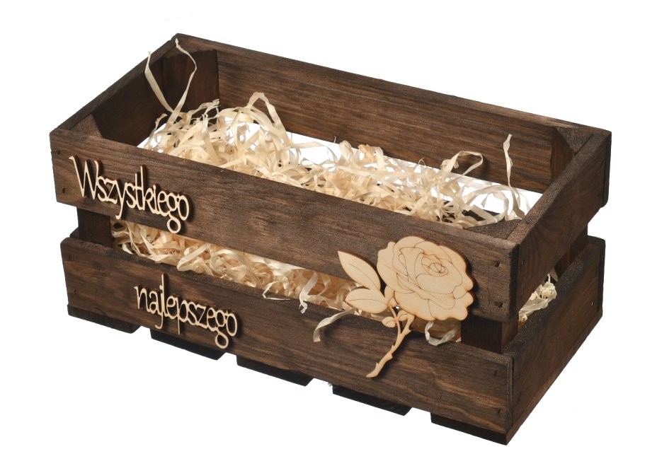 Prezent urodziny opakowanie drewniane