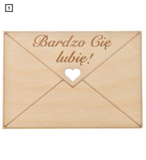 Drewniana kartka prezent na Walentynki