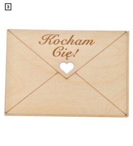 Drewniana kartka prezent na Walentynki