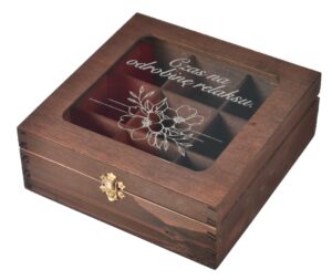 Pudełko na HERBATĘ 9 przegród kolory grawer