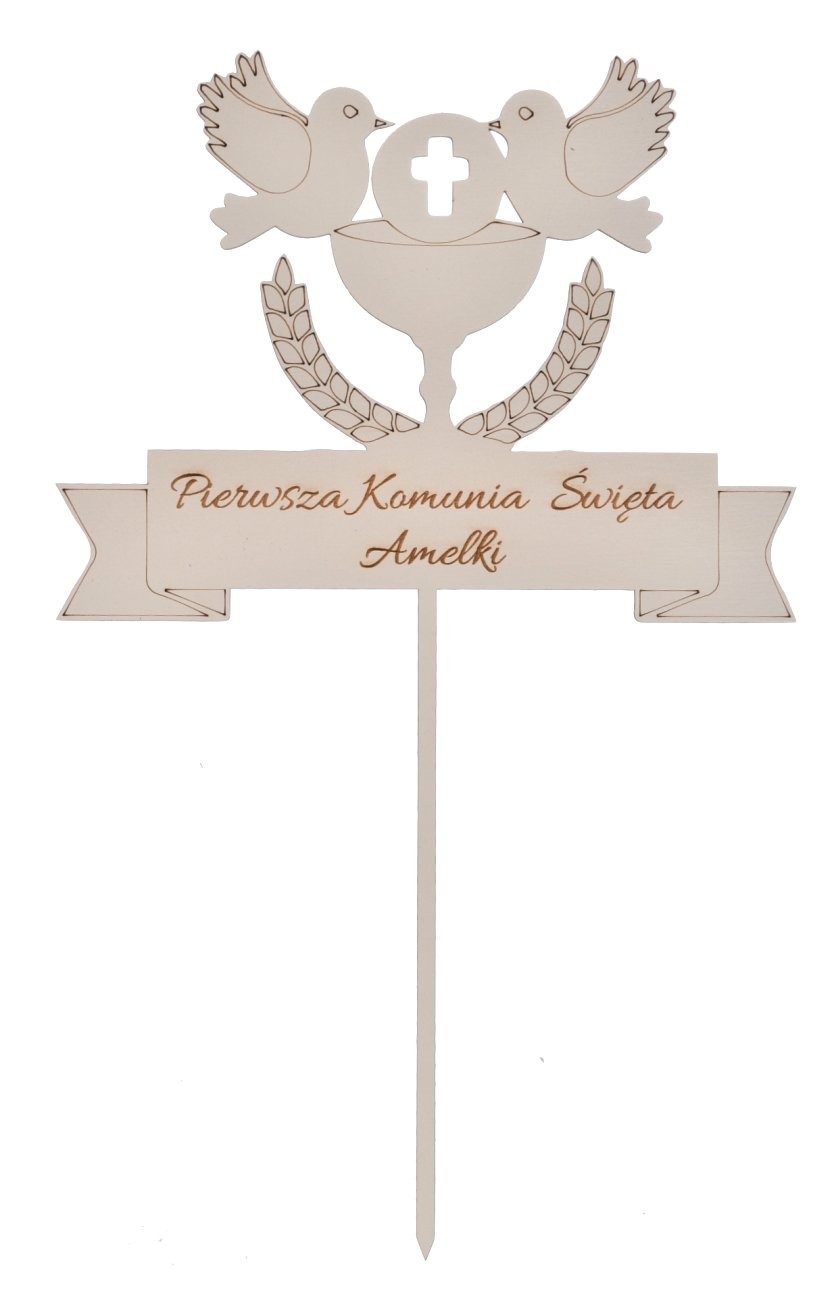 Topper do torta Pierwsza Komunia Święta grawer imię