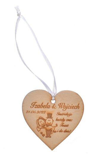 Etykieta zawieszka na alkohol weselny drewniana