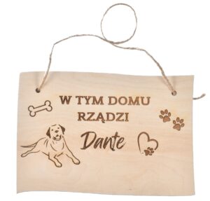 Tabliczka drewniana uwaga pies śmieszna