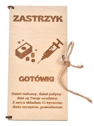 Drewniane pudełko na pieniądze grawer