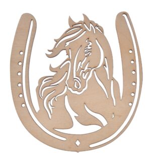 Drewniana podkowa z koniem
