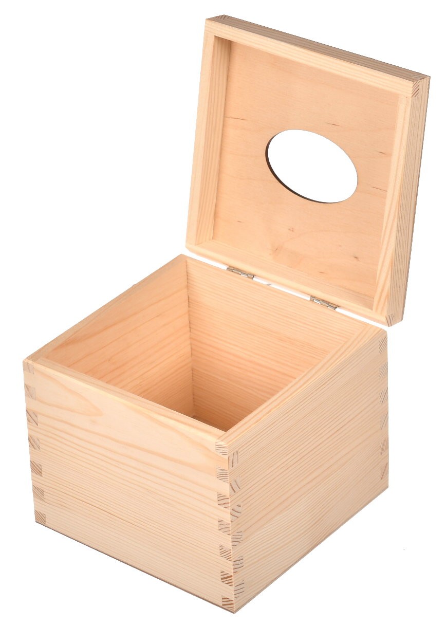 Pudełko drewniane na chusteczki kwadratowe