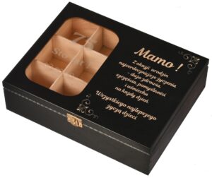 Drewniane pudełko na herbatę prezent dla mamy na urodziny