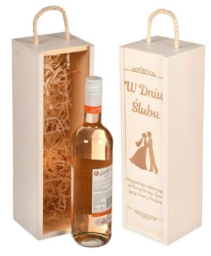 Drewniane pudełko na wino prezent na ślub