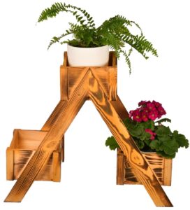 Kwietnik drewniany na kwiaty do ogrodu opalany