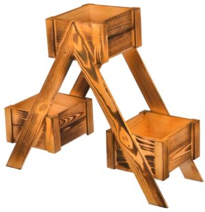 Kwietnik drewniany na kwiaty do ogrodu opalany