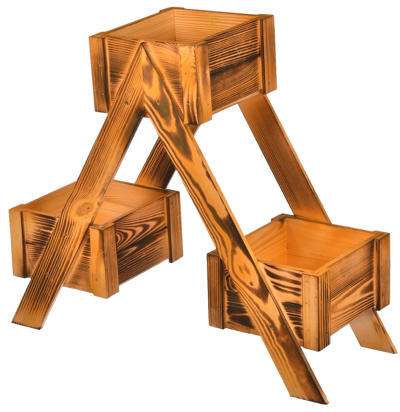 Kwietnik drewniany na kwiaty do ogrodu opalany