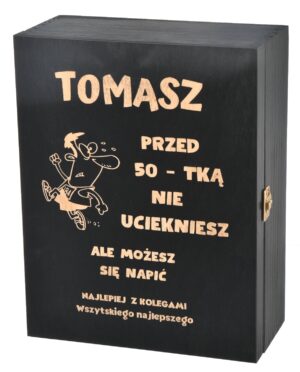Drewniane pudełko na whisky szklanki prezent urodzinowy