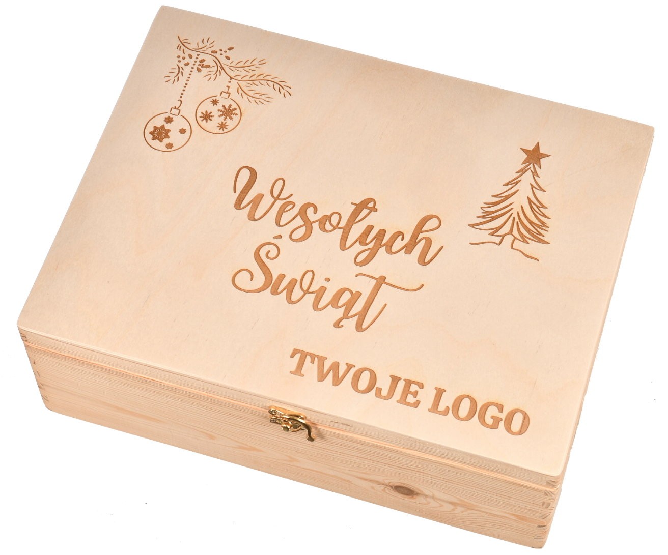 Pudełko drewniane świąteczne prezent grawer 40x30x13cm