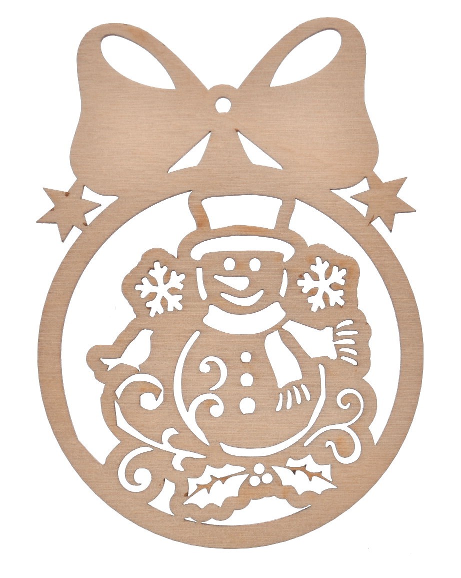 Zawieszka drewniana na choinkę bałwanek