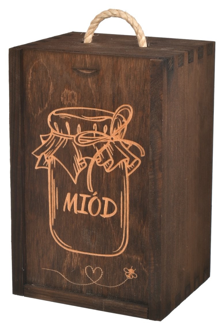 Pudełko na słoik miodu z grawerem | Skrzynka prezentowa