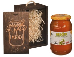 Pudełko na słoik miodu z grawerem | Skrzynka prezentowa