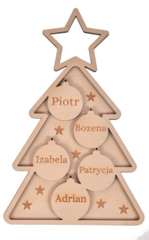 Drewniana zawieszka świąteczna imiona