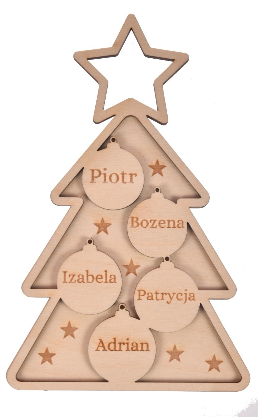 Drewniana zawieszka świąteczna imiona