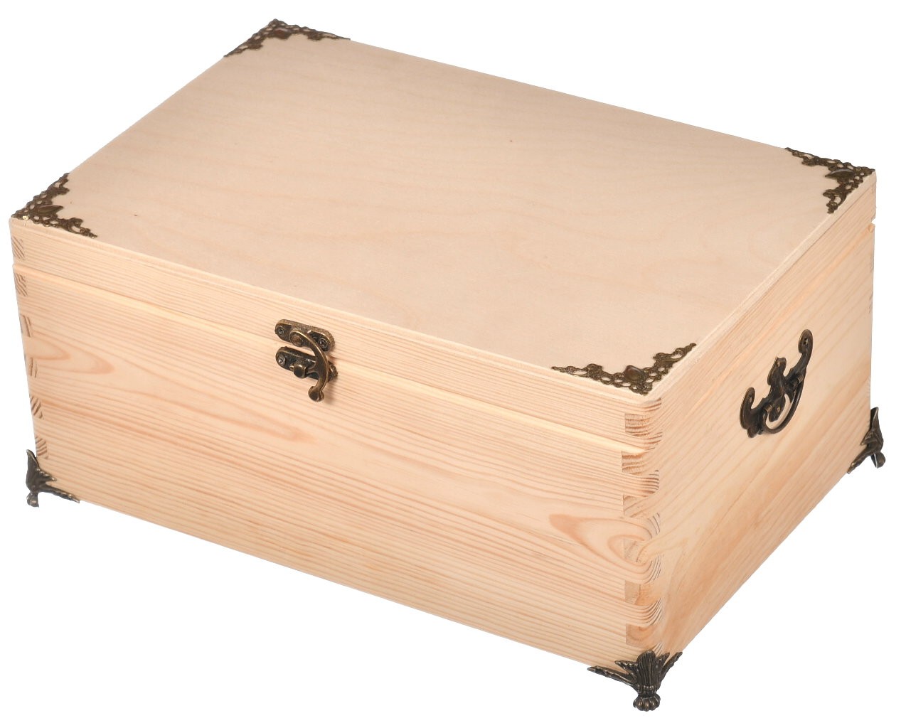 Drewniane pudełko skrzynka z pokrywą vintage prezent