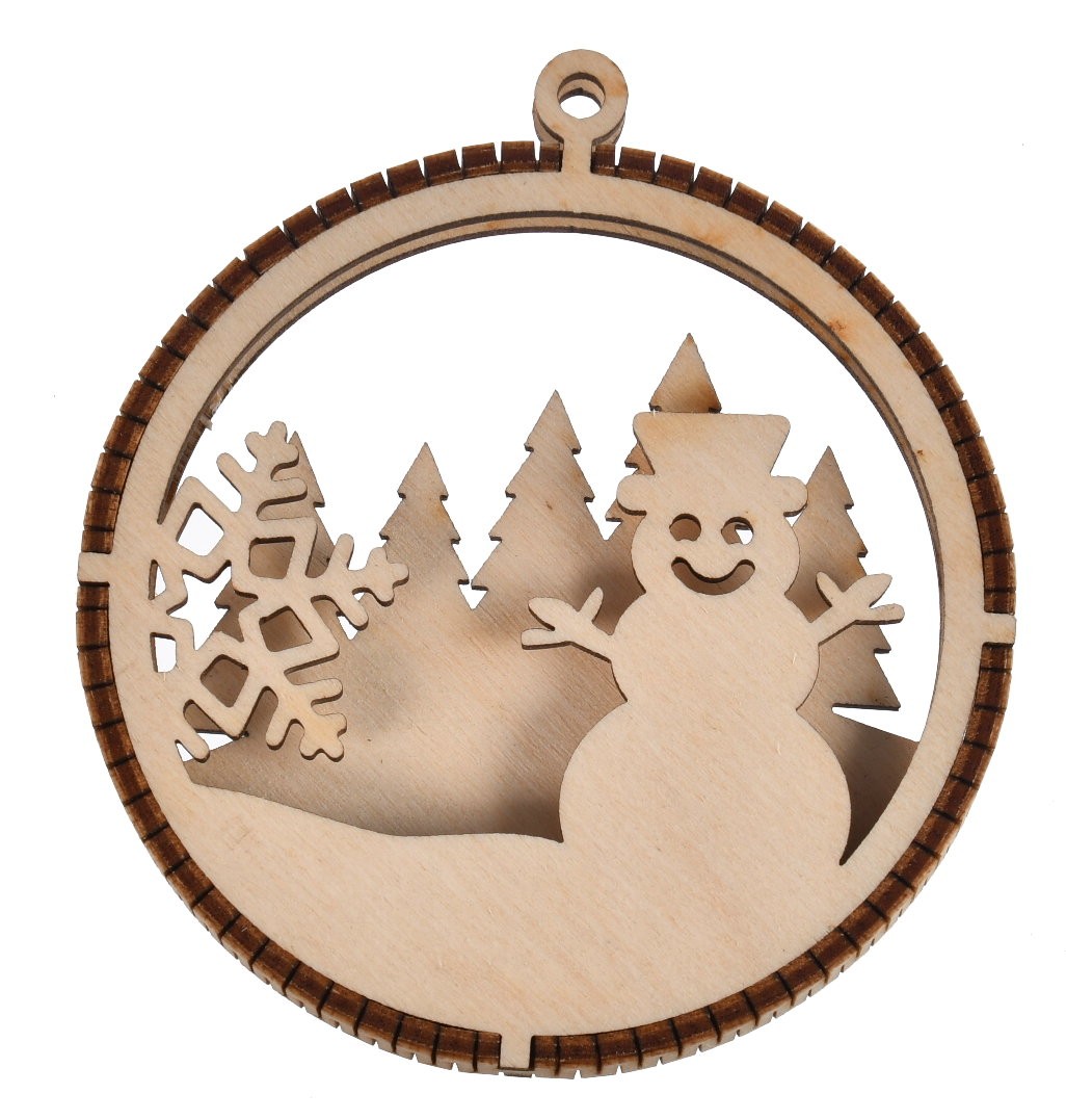 Bombka drewniana 3D na choinkę bałwanek