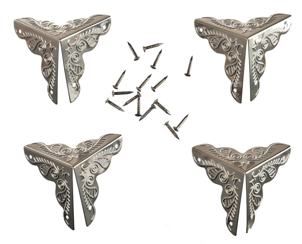 Okucie narożne metalowe narożnik srebrny