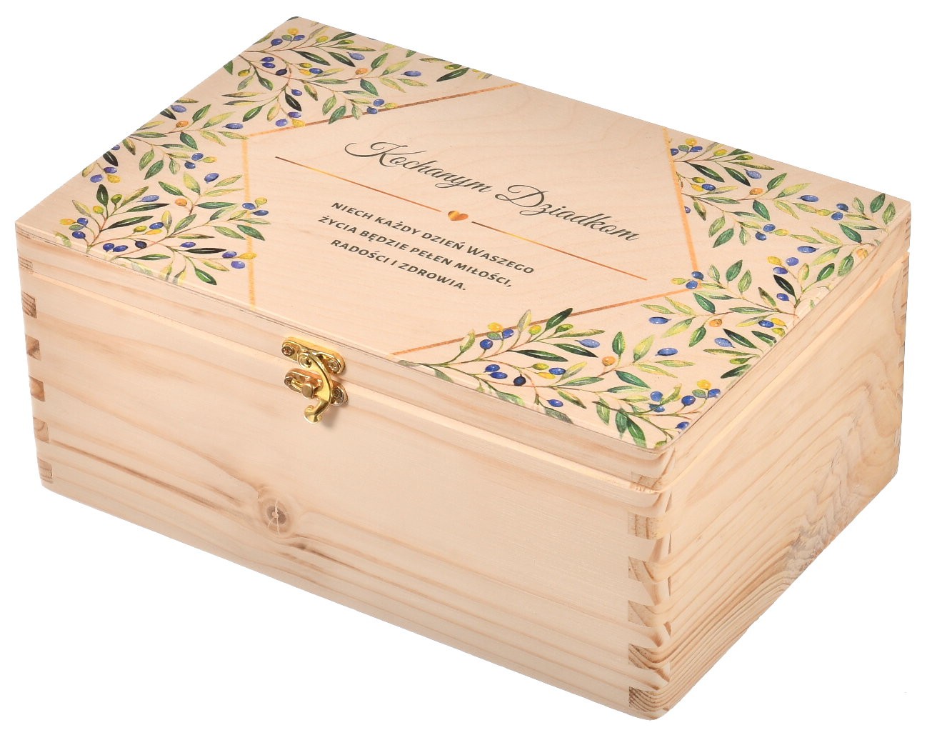 Drewniane pudełko z nadrukiem prezent dla Dziadków