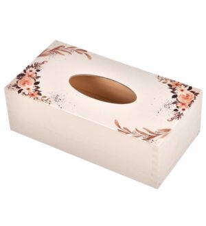 Pudełko drewniane na chusteczki białe z nadrukiem