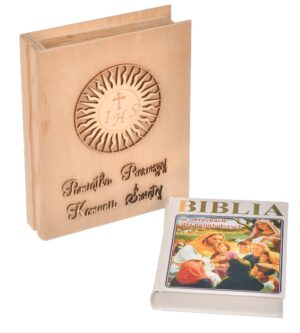 Pudełko drewniane na biblię prezent na komunię
