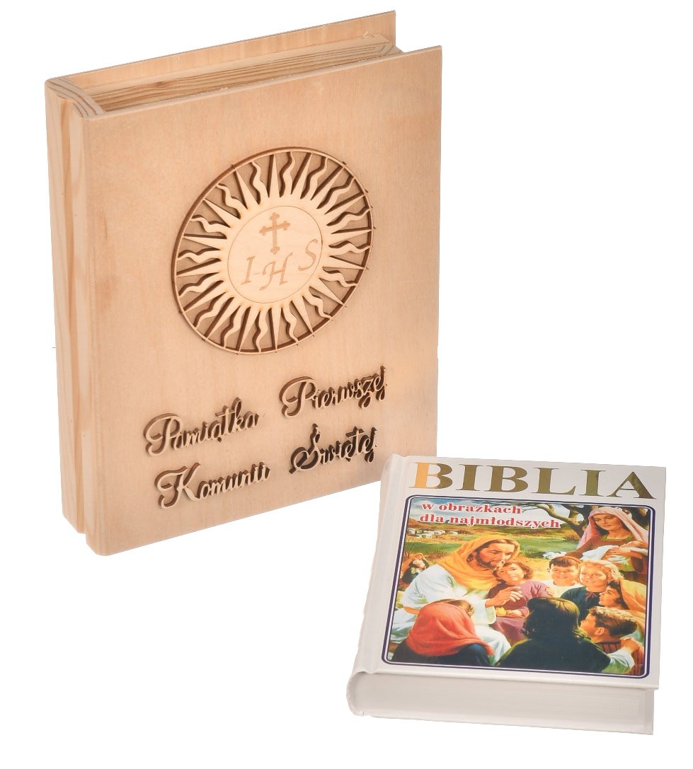 Pudełko drewniane na biblię prezent na komunię