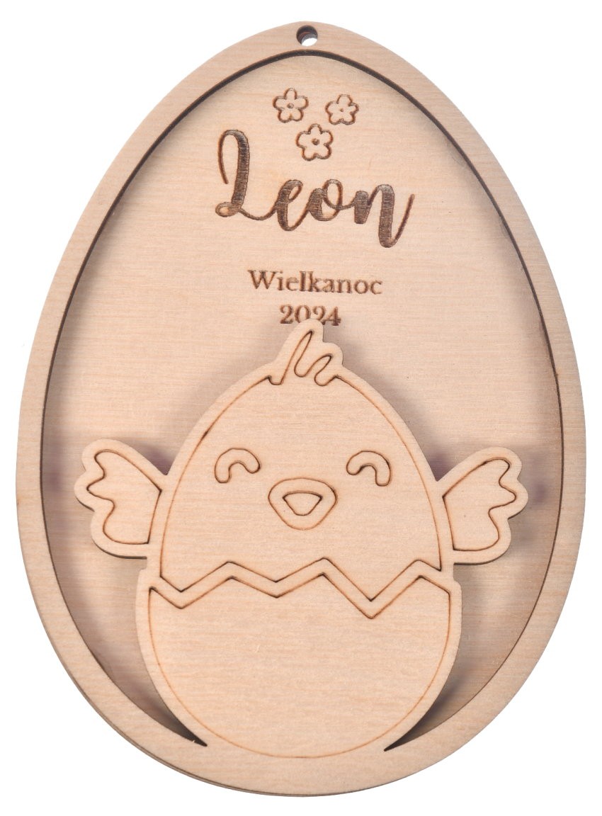Jajko drewniane wielkanocne z imieniem dziecka